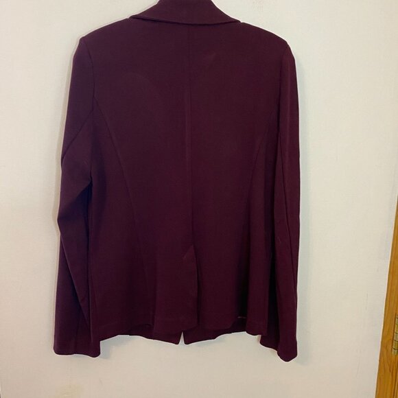 Bagatelle Burgundy Knit Longline Double Breasted Blazer - Picture 6 of 7